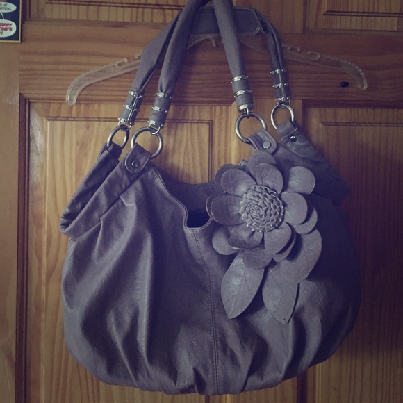 Lilac flower accent handbag