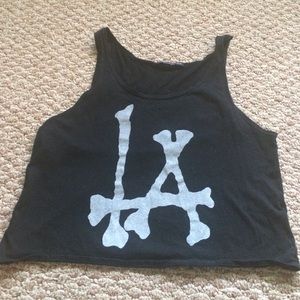 Black LA crop tank top