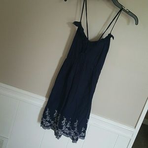 Navy dress with white floral design
