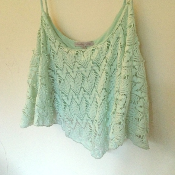 Teal crocheted crop top