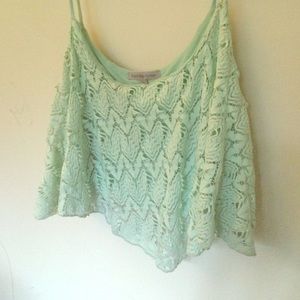 Teal crocheted crop top