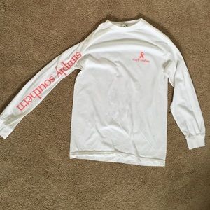 White Long Sleeve Breast Cancer Awareness T-shirt