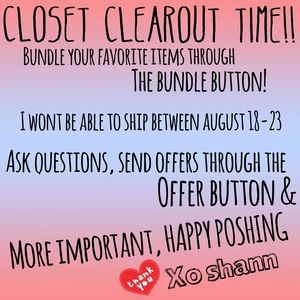 Shipping will be delayed!!! 8/18-8/23