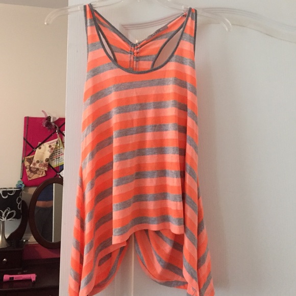 Gray and orange striped tank top