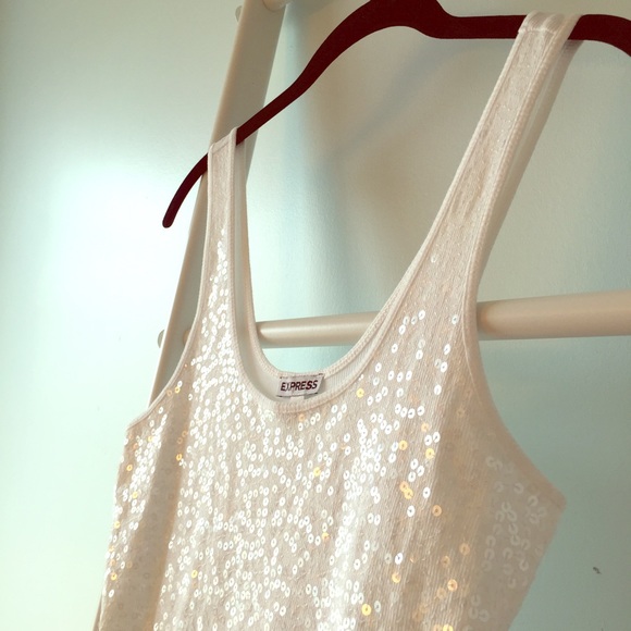 Express White Sequin Tank