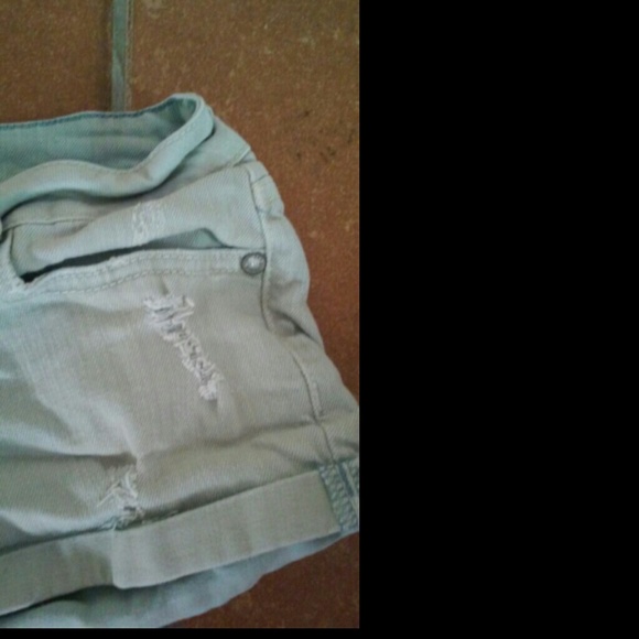 Light Mint Distressed Shorts - Picture 3 of 4