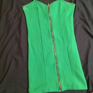 Green full length zipper mini dress!