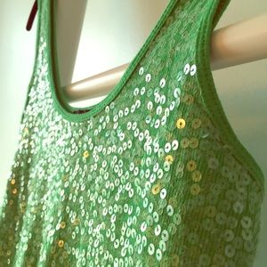 Express Kelly Green Sequin Tank