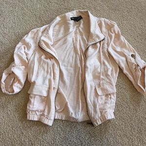 Tan light weight jacket with crop sleeve