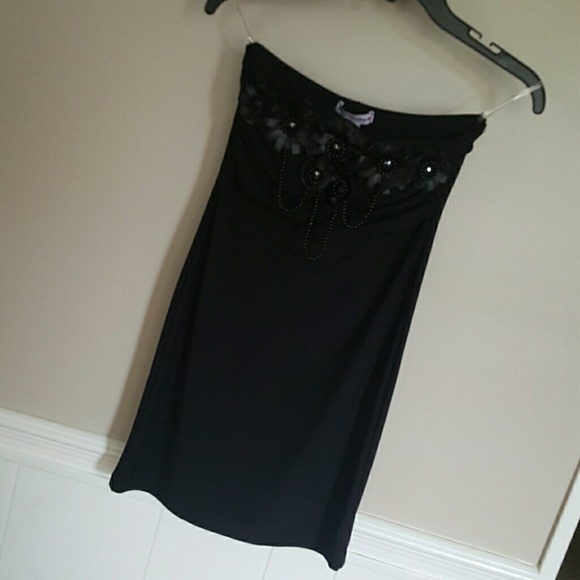 Black strapless dress