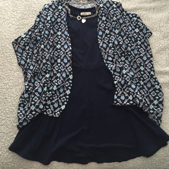 Dark Blue Lace Back Hollister Skater Dress