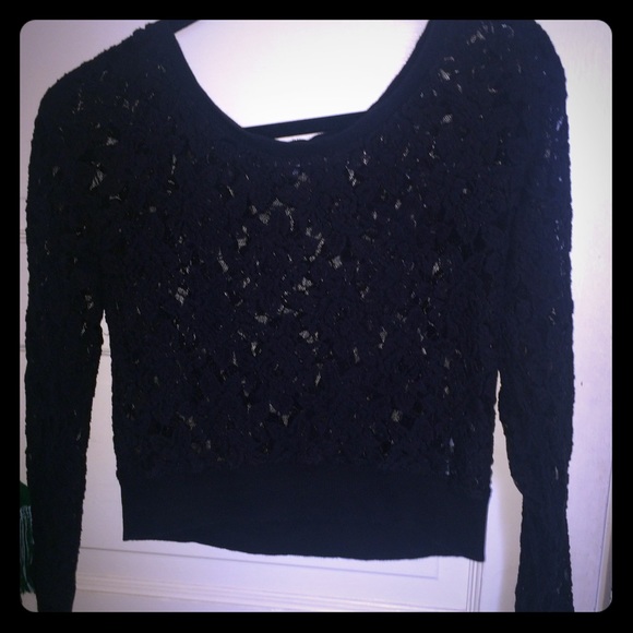 Express Crop Top Black Lace
