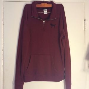 Burgundy Half Zip Crew Neck