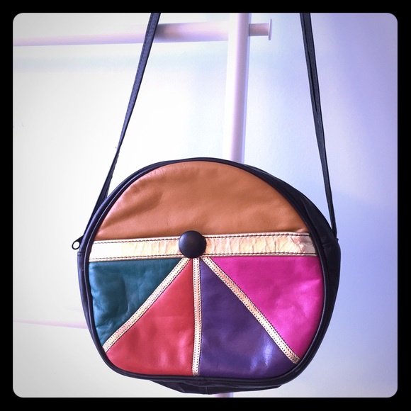 Vintage Real Leather Colorful Purse