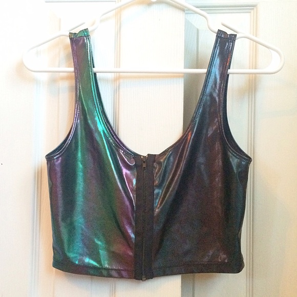 Urban Outfitters Oil Slick metallic crop top