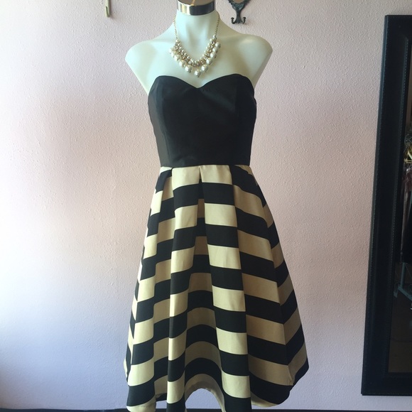 Black and White Stripe Cocktail Dress