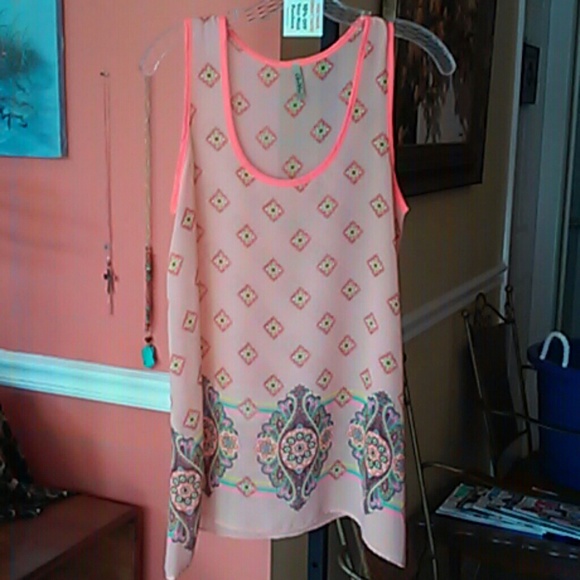 peach /orange print tank top