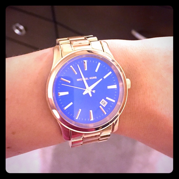 michael kors rose gold blue face