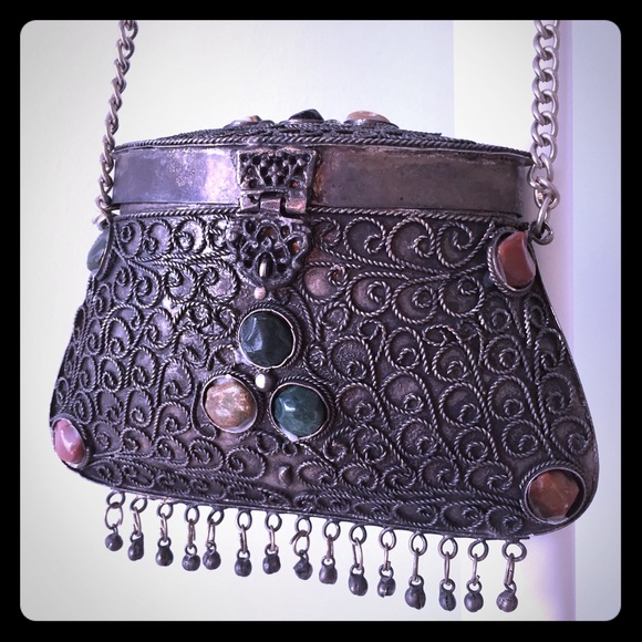 Vintage Metal and Stone Evening Bag
