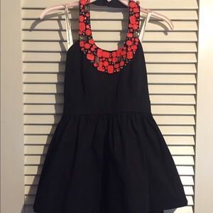 Shoshanna halter cocktail dress with jewel accents