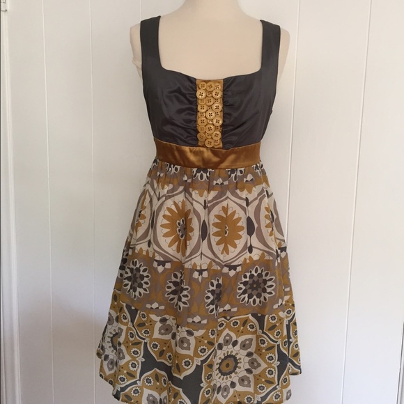 •Anthro Canary Button Dress•