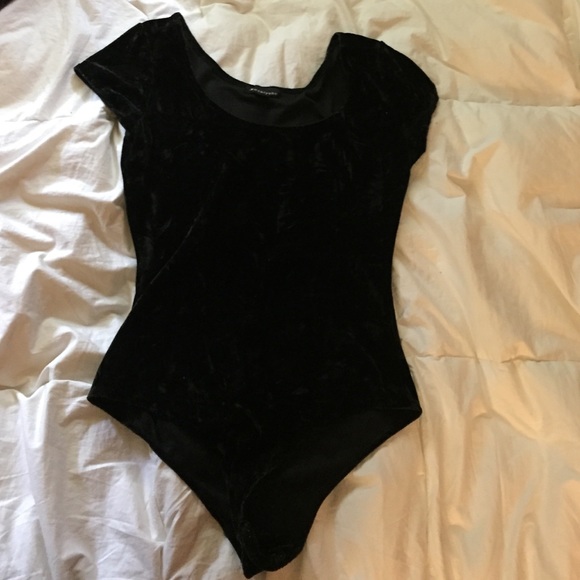 Black floral suede bodysuit