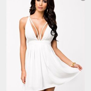 Tobi White Deep V Strappy Back Dress