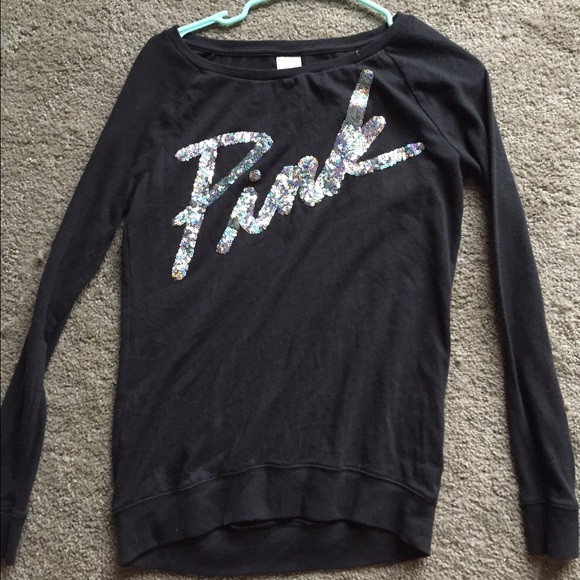 PINK black off the shoulder long sleeve