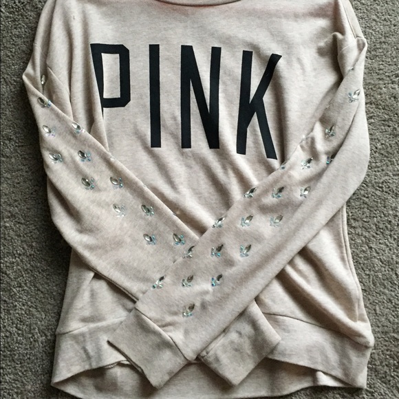 PINK bling sleeved crewneck