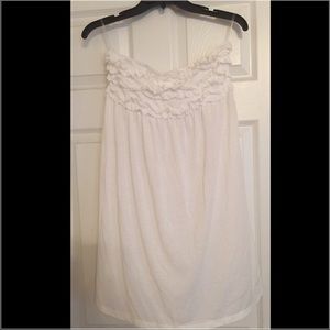 White Ruffled Sleeveless Shirt