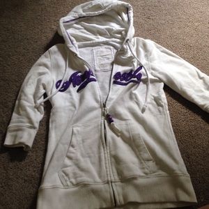 Purple and White Aeropostale Zip-up Sweatshirt