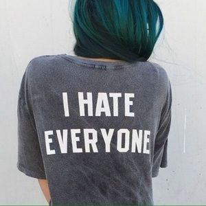Brandy Melville "I hate everyone" grey long tee