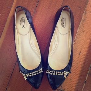 Coach black patent leather flats