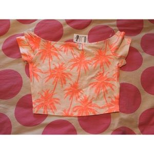 Charolette Russe NWT new neon crop top palm trees