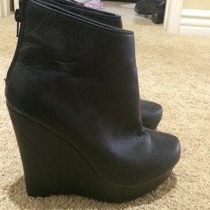 Black bootie wedges