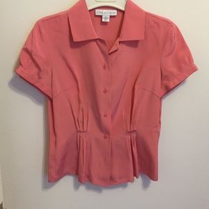 100% silk short sleeve blouse