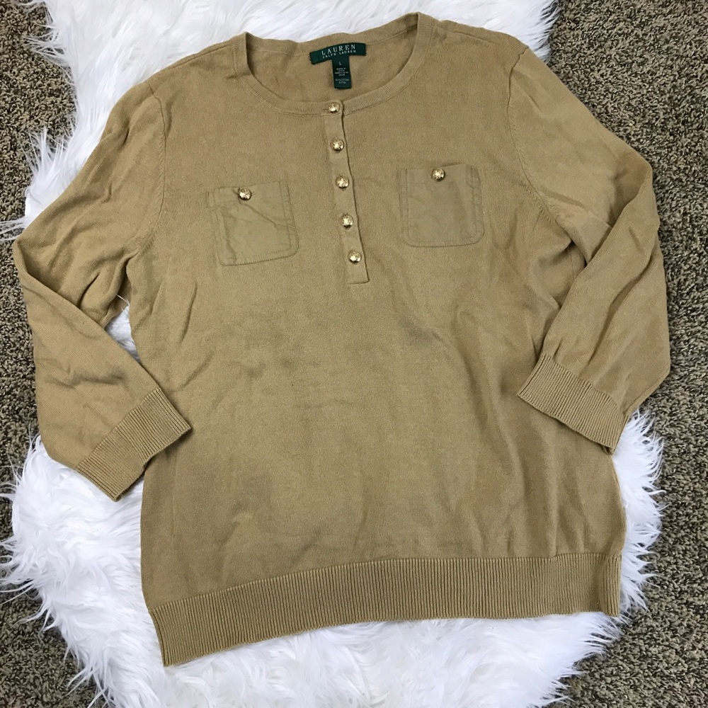 [Lauren Ralph Lauren] Tan Crew-Neck Sweater