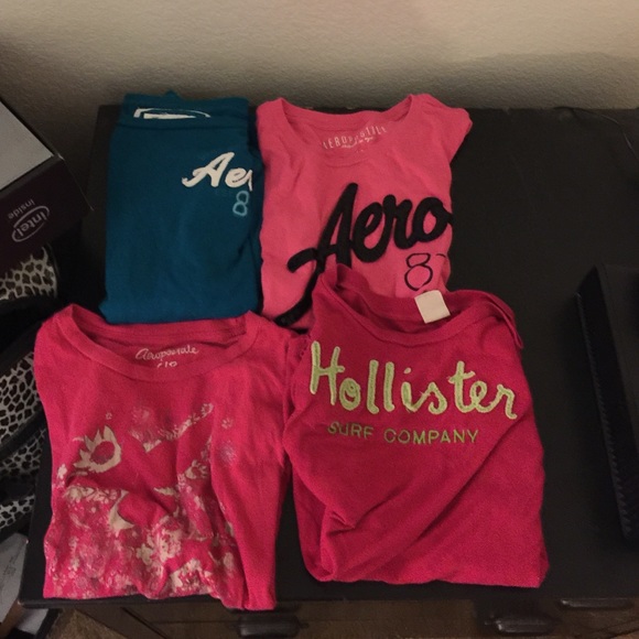 1 Hollister long sleeve . 3 areo shirts