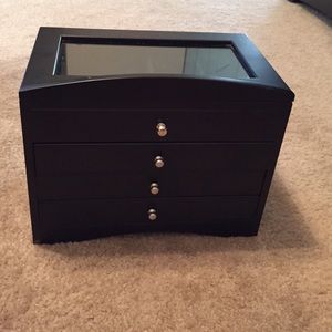Black Jewelry Chest with Glass frame