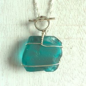 HPπWire wrapped sea glass necklace