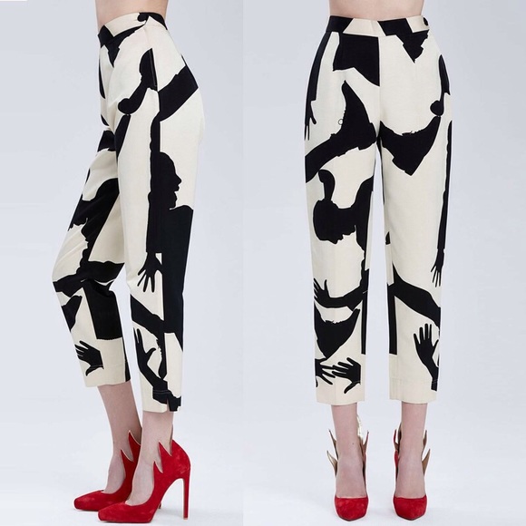 Just reduced / Graphic B&W Crop Print Pants - Picture 2 of 4
