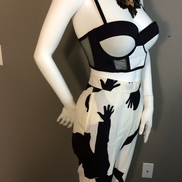 Just reduced / Graphic B&W Crop Print Pants - Picture 4 of 4