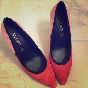 Aldo pink & orange suede heels
