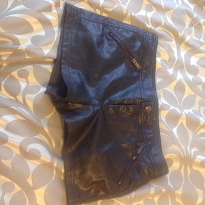 Burgundy leather shorts