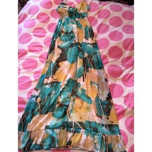 Charolette Russe maxi dress blue floral ruffles