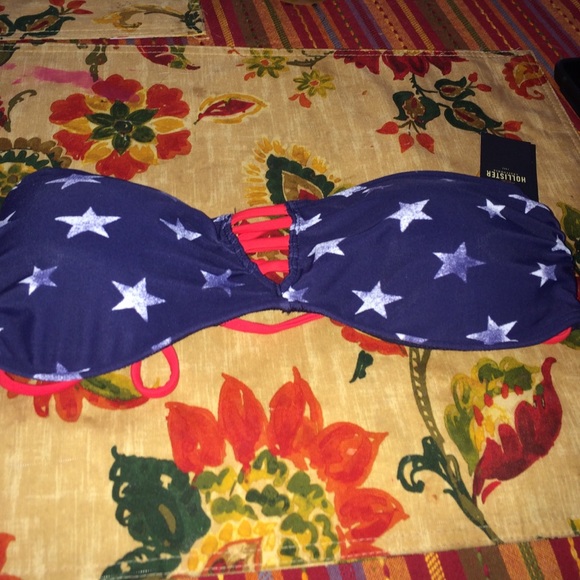 Hollister red white and blue bandeau