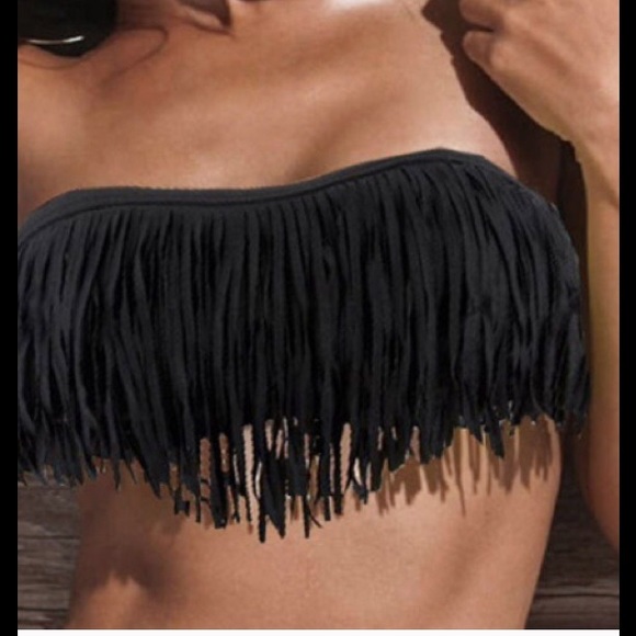 Black Strapless Fringe Bikini S,M,L 💠Serena💠 - Picture 2 of 4