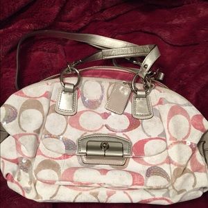 Coach satchel- Kristin pink/silver begonia sequins