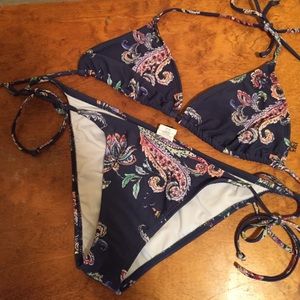 Navy blue with rainbow paisley designs swimsuit!