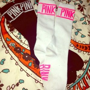 Black and White pink long socks